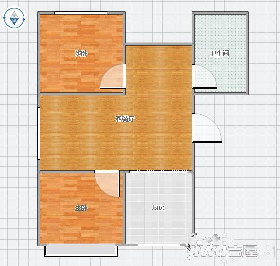 水调歌城二期2室1厅1卫78㎡户型图