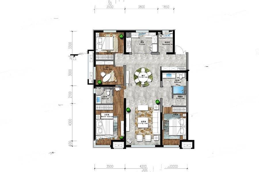 保利大都会4室2厅2卫167㎡户型图