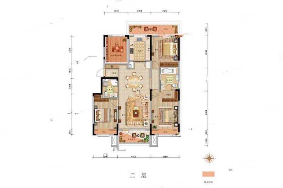 金辉优步湖畔4室2厅2卫128㎡户型图