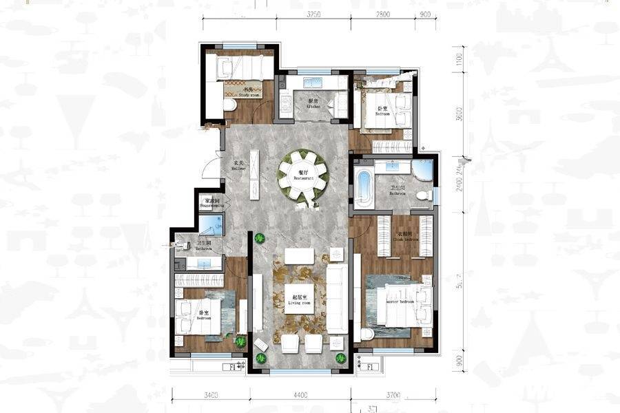 保利茉莉公馆4室2厅2卫140㎡户型图