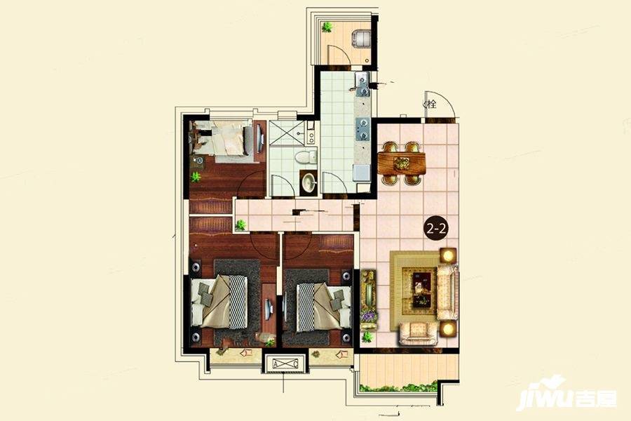 恒大翡翠华庭3室2厅1卫114㎡户型图