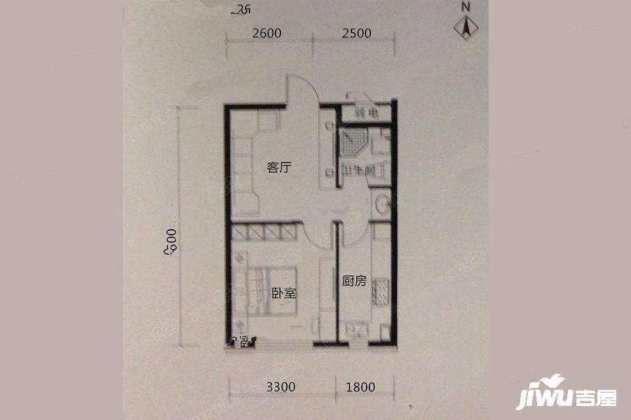 东环瑞府1室1厅1卫48㎡户型图