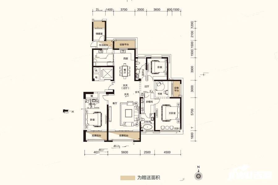 粤泰天鹅湾4室2厅3卫245㎡户型图