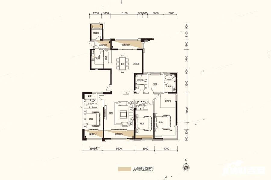 粤泰天鹅湾4室2厅4卫290㎡户型图