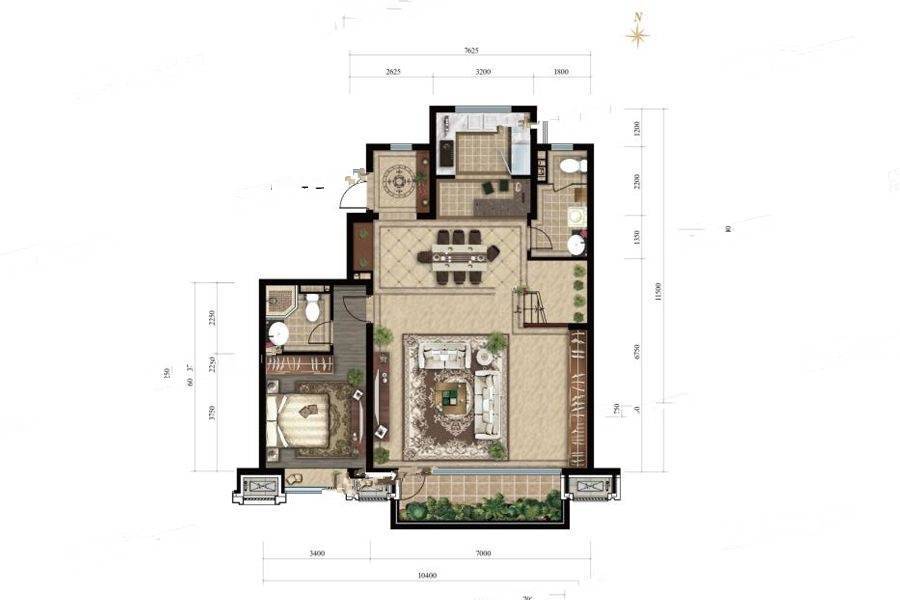 龙湖天宸原著4室2厅4卫150㎡户型图