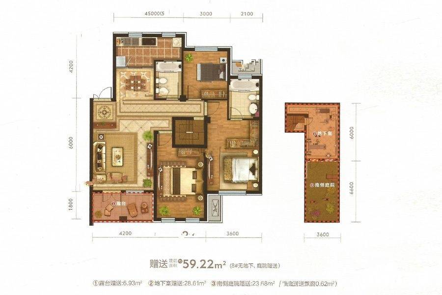 凯德俪锦城西湖叠院3室2厅2卫125.8㎡户型图