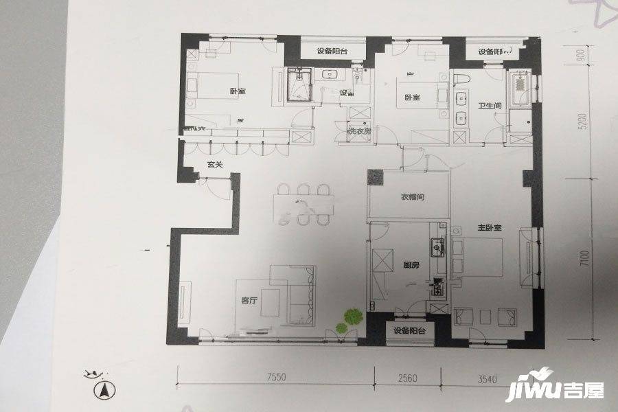 积水住宅裕沁听月轩3室2厅2卫215.6㎡户型图