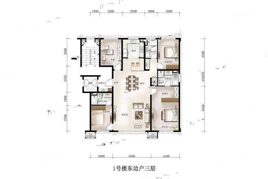 信达万科如园4室2厅3卫180㎡户型图