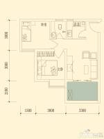 千山明月清泉2室1厅1卫55.4㎡户型图