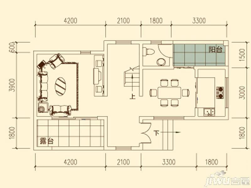 千山明月清泉3室2厅3卫120.8㎡户型图