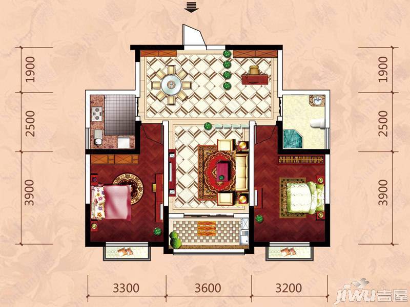 东部星城东区2室2厅1卫89㎡户型图