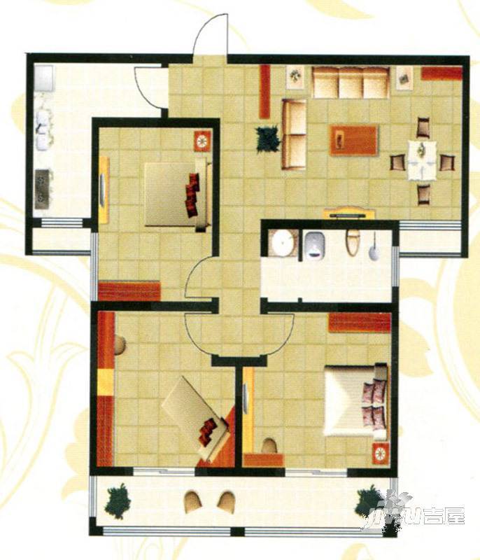 东部星城东区2室2厅1卫112㎡户型图