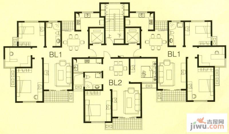 左岸生活3室2厅1卫115㎡户型图
