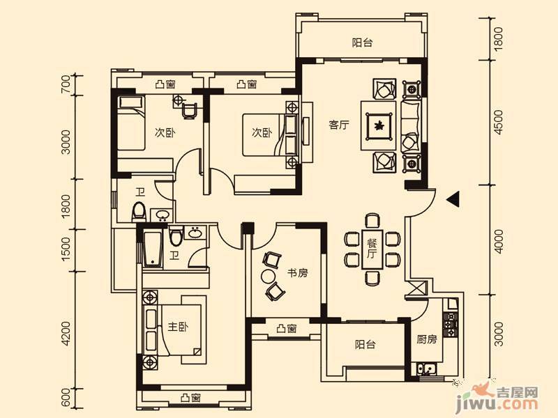 信德半岛4室2厅2卫125㎡户型图