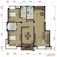 地大橡树园3室2厅2卫127㎡户型图