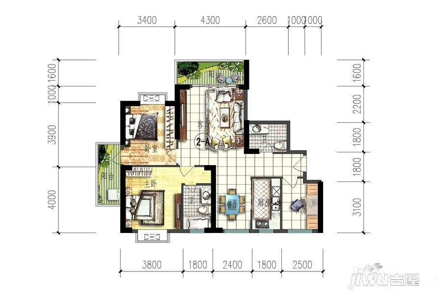 祥和山庄3室2厅2卫115.5㎡户型图