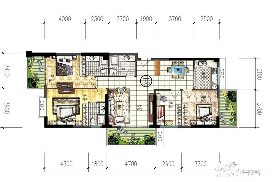 祥和山庄4室2厅3卫159.8㎡户型图