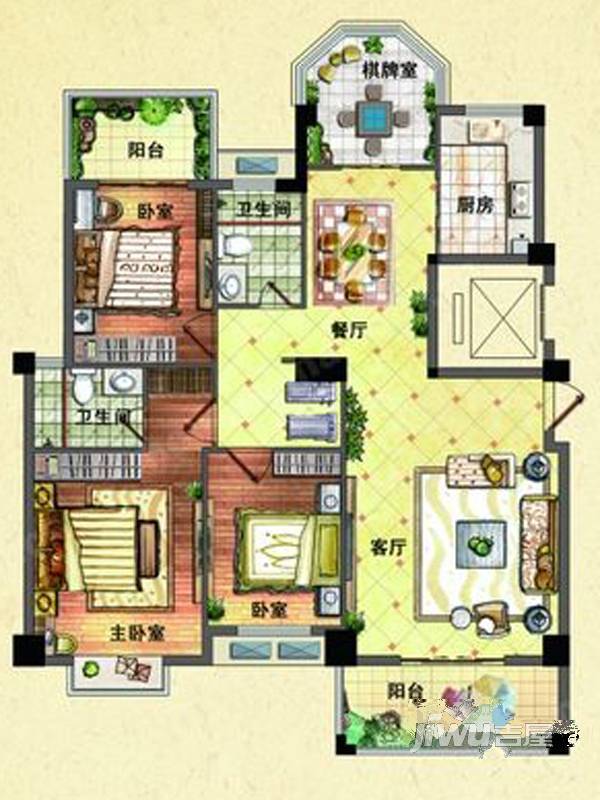 七度公园湾1号4室2厅2卫137.3㎡户型图