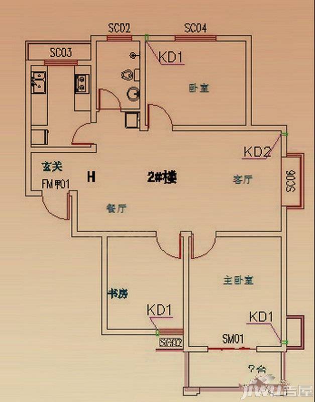 海纳东岸3室2厅1卫户型图