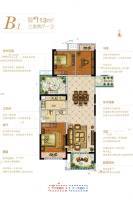 禹洲新城里3室2厅1卫113㎡户型图