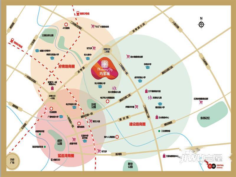 中铁玛塞城V街商铺位置交通图