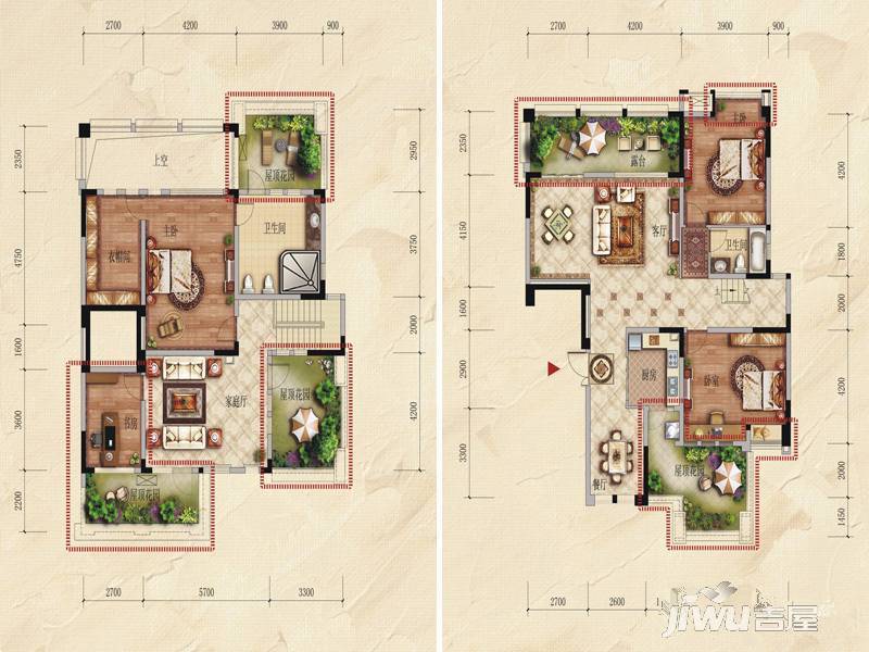 城投观城3室3厅2卫218㎡户型图