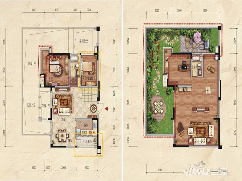 城投观城1室2厅2卫183㎡户型图