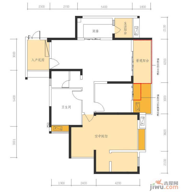 格凌兰2室2厅1卫113.9㎡户型图