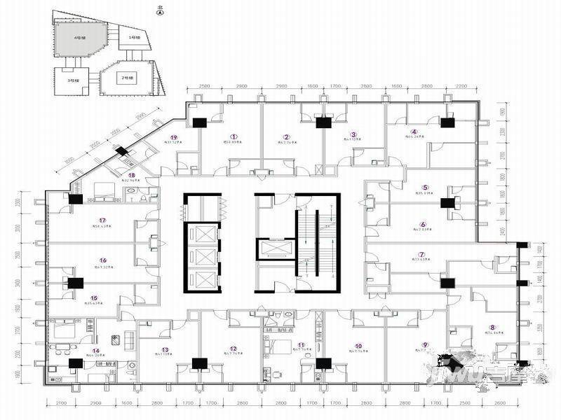 融信智慧广场1室1厅1卫75㎡户型图