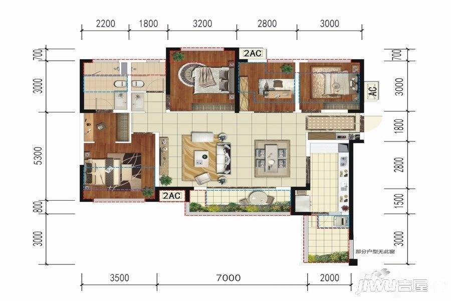 万科金域名邸4室2厅2卫110㎡户型图