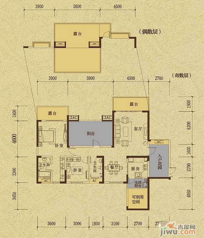 保利星座3室2厅2卫130㎡户型图