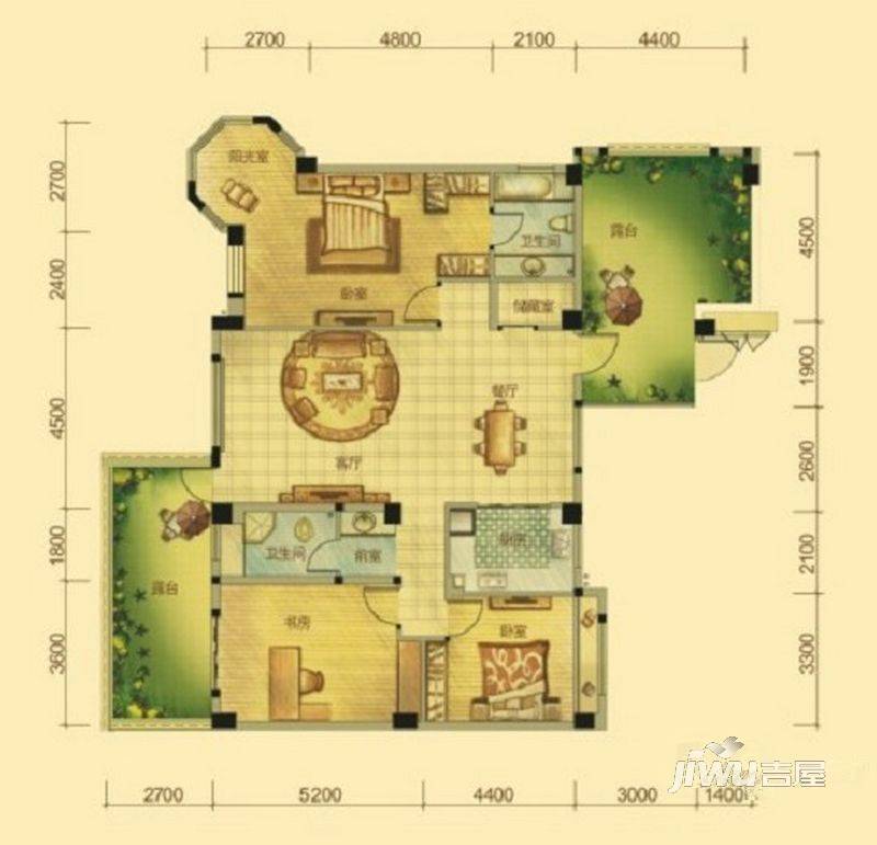 香颂湖国际社区3室2厅2卫139㎡户型图