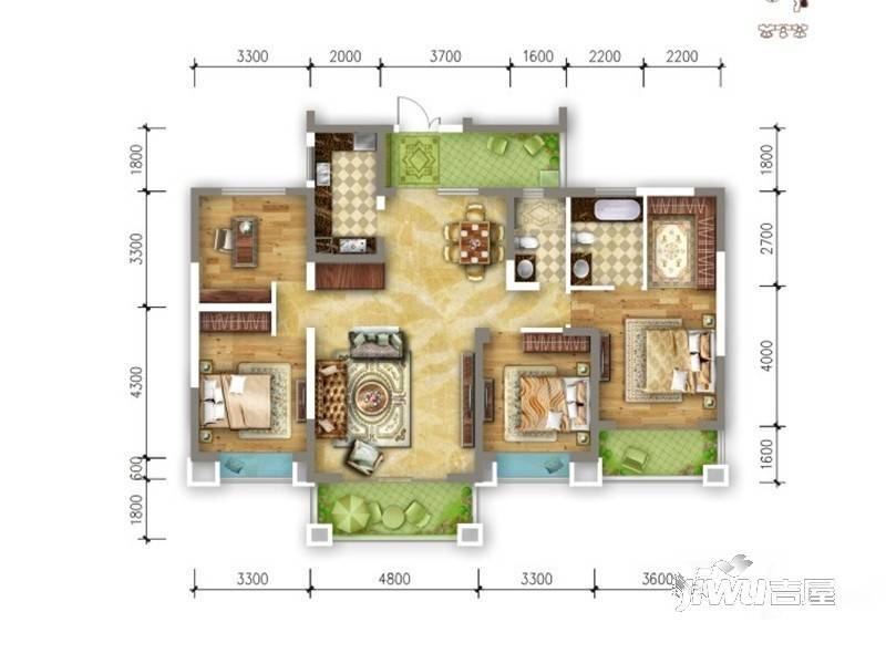 锦城南府4室2厅2卫160㎡户型图