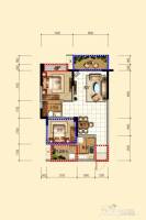 保利中央峰景2室2厅1卫67㎡户型图