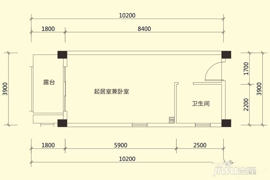 山客部落1室0厅1卫户型图