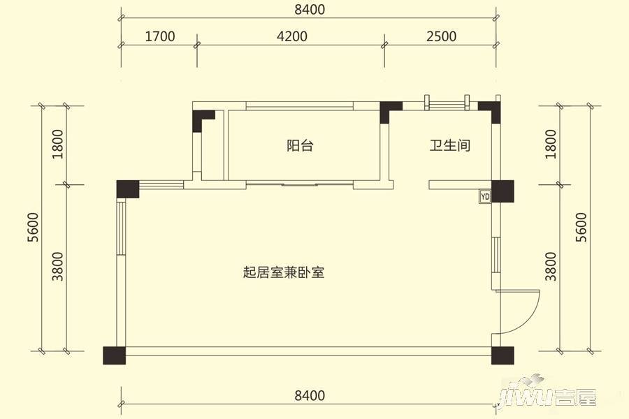 山客部落1室0厅1卫47㎡户型图