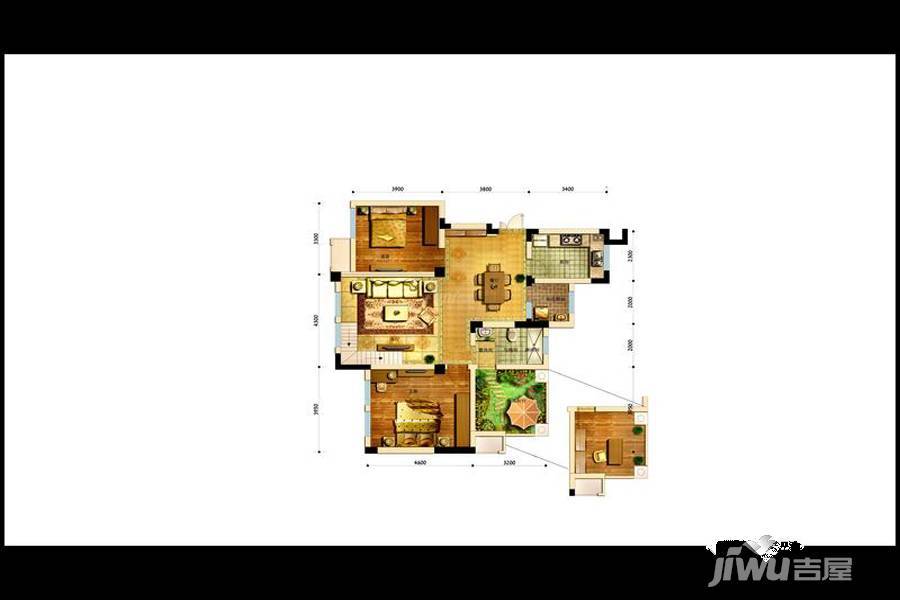 钱江凤凰城2室2厅1卫93.4㎡户型图