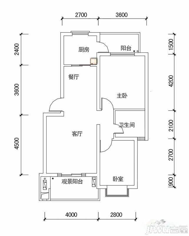 广泽长河郡2室2厅1卫81㎡户型图