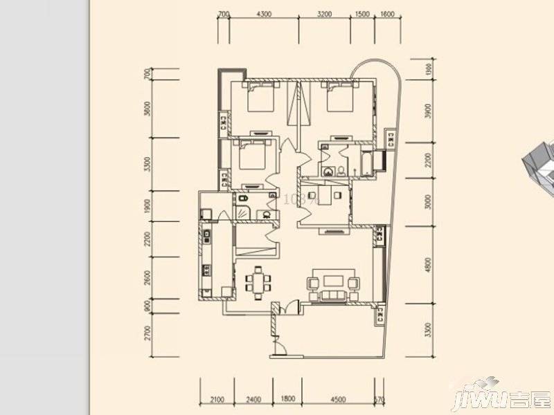 育才竹岛4室2厅2卫179.2㎡户型图