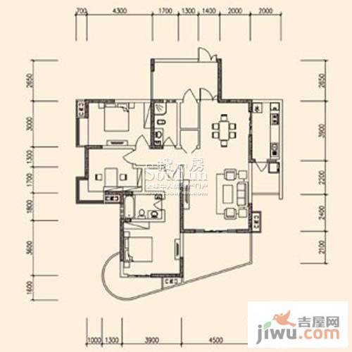 育才竹岛3室2厅2卫143㎡户型图