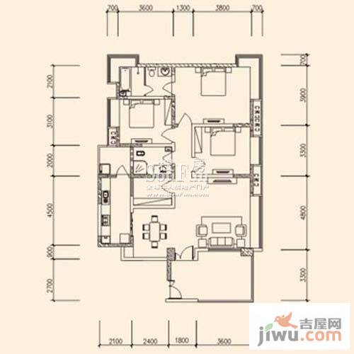 育才竹岛3室2厅2卫143.3㎡户型图