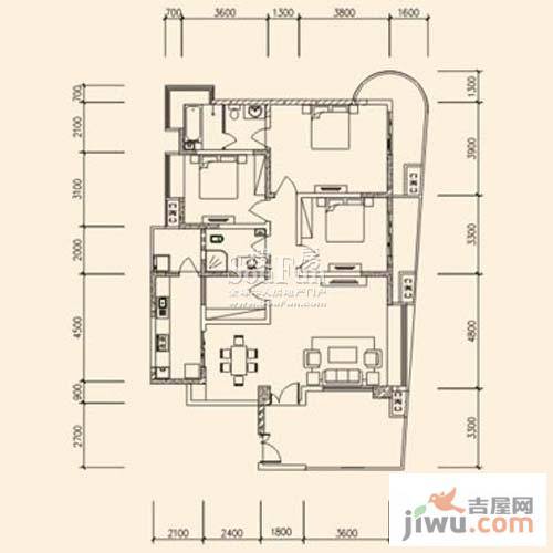 育才竹岛3室2厅2卫151㎡户型图