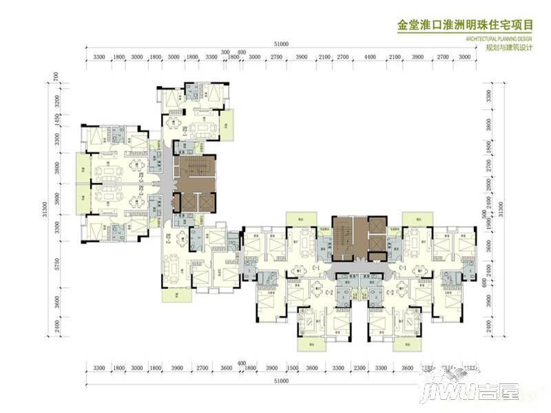 淮洲明珠2室2厅1卫79㎡户型图