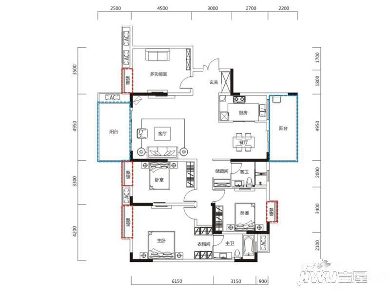 恒大天府半岛4室2厅2卫186㎡户型图