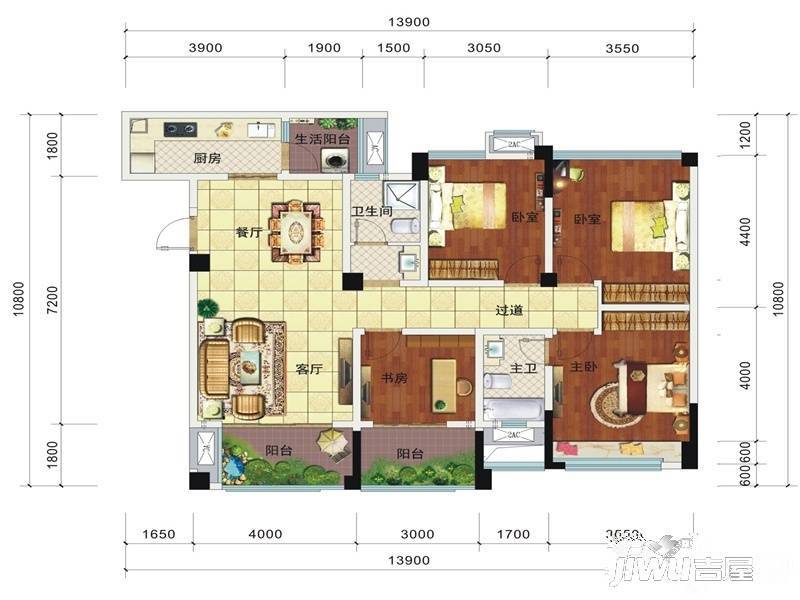 远大林语城八栋洋楼4室2厅2卫125㎡户型图