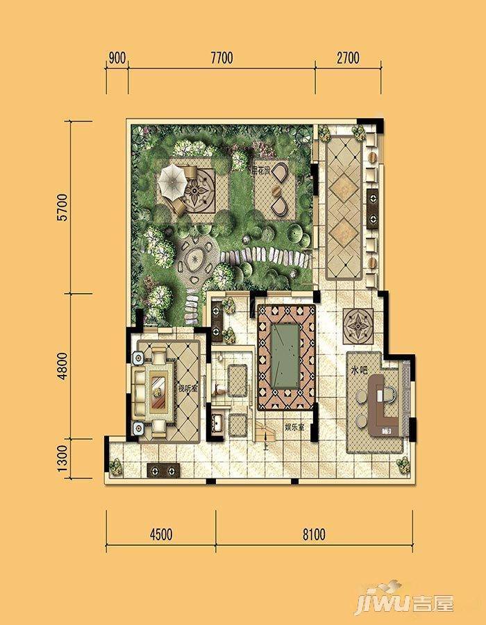 上苑4室3厅2卫228.7㎡户型图