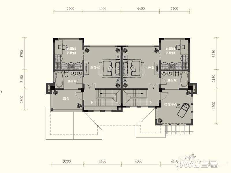 黄龙溪谷3室2厅4卫230㎡户型图