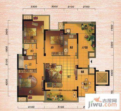 金色海伦3室2厅2卫135.9㎡户型图