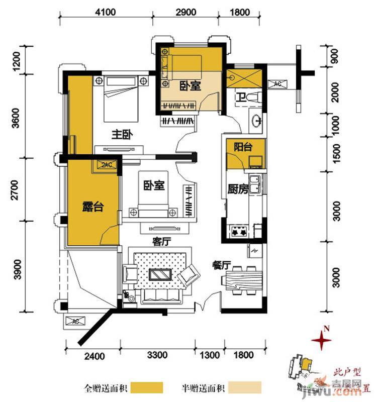 龙城国际2室2厅1卫83㎡户型图