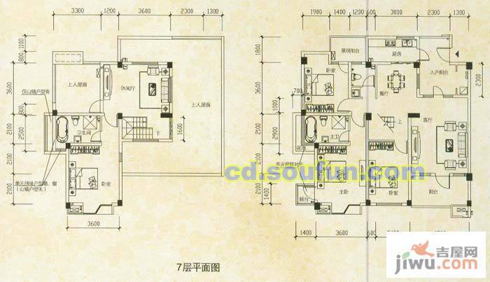 龙城一号4室3厅3卫182㎡户型图